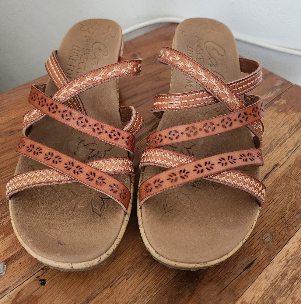 SKECHERS Women's Brown Wedge Sandals